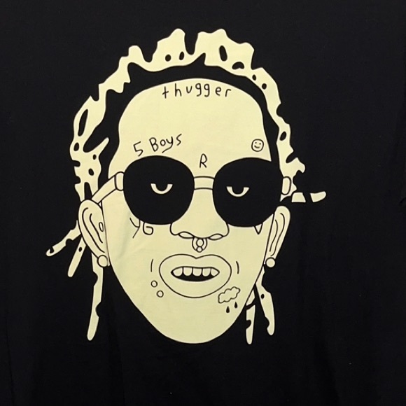 GANGSTER DOODLES Men’s Short Sleeve Thugger 5 Boys Shirt. Sz M. - Picture 2 of 5